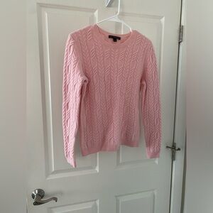 Brooks Brothers Pink Crew Neck Cable Knit Cashmere Sweater